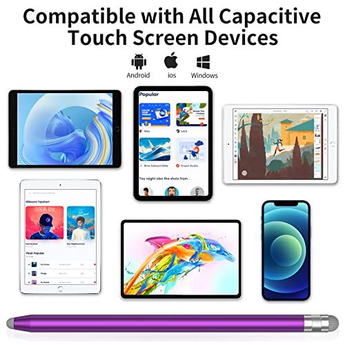 Stylus Pens for Touch Screens, Capacitive Stylish Pencils Compatible with Apple iPad/iPhone/Samsung Galaxy/Tablets/Kindle Fire/Android All Universal Touch Screen Devices (Black/Purple/Blue)