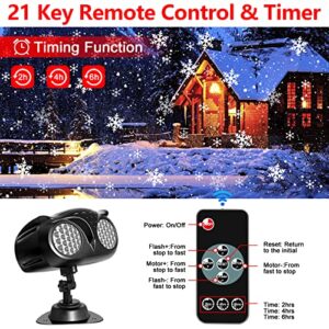 Christmas Snowflake Projector Lights Outdoor, Remon Owl Shape LED Snowfall Projector Remote Control Timing IP65 Waterproof, Dynamic Snowflakes Landscape Light for Xmas New Year Indoor Home Party Decor