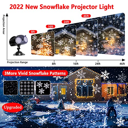 Christmas Snowflake Projector Lights Outdoor, Remon Owl Shape LED Snowfall Projector Remote Control Timing IP65 Waterproof, Dynamic Snowflakes Landscape Light for Xmas New Year Indoor Home Party Decor