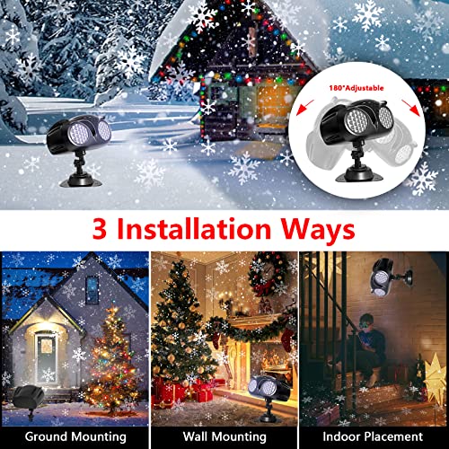 Christmas Snowflake Projector Lights Outdoor, Remon Owl Shape LED Snowfall Projector Remote Control Timing IP65 Waterproof, Dynamic Snowflakes Landscape Light for Xmas New Year Indoor Home Party Decor