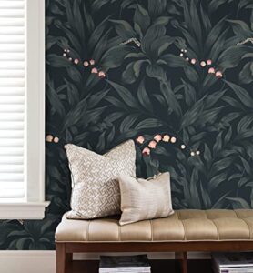 guvana leaves wallpaper floral peel and stick wallpaper dark leaf self adhesive wallpaper flower contact paper 16.14''x78.7'' modern diy wallpaper removable wallpaper for bedroom wall cabinets decor