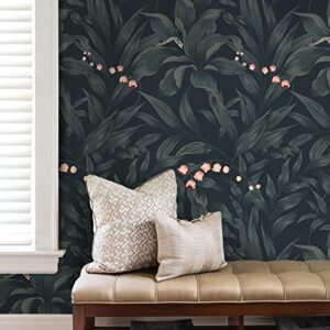 Guvana Leaves Wallpaper Floral Peel and Stick Wallpaper Dark Leaf Self Adhesive Wallpaper Flower Contact Paper 16.14''x78.7'' Modern DIY Wallpaper Removable Wallpaper for Bedroom Wall Cabinets Decor