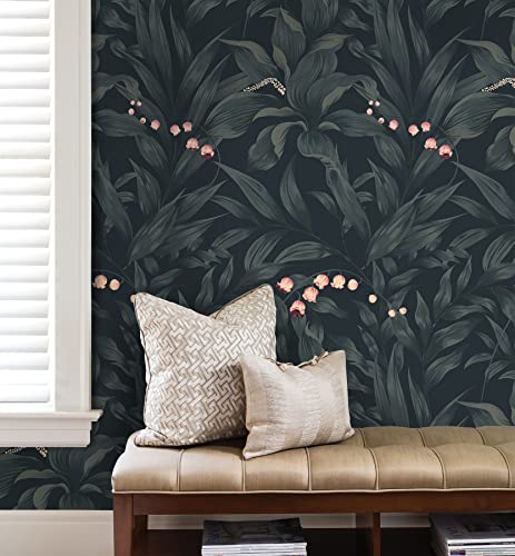 Guvana Leaves Wallpaper Floral Peel and Stick Wallpaper Dark Leaf Self Adhesive Wallpaper Flower Contact Paper 16.14''x78.7'' Modern DIY Wallpaper Removable Wallpaper for Bedroom Wall Cabinets Decor