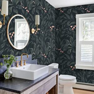 Guvana Leaves Wallpaper Floral Peel and Stick Wallpaper Dark Leaf Self Adhesive Wallpaper Flower Contact Paper 16.14''x78.7'' Modern DIY Wallpaper Removable Wallpaper for Bedroom Wall Cabinets Decor