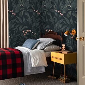 Guvana Leaves Wallpaper Floral Peel and Stick Wallpaper Dark Leaf Self Adhesive Wallpaper Flower Contact Paper 16.14''x78.7'' Modern DIY Wallpaper Removable Wallpaper for Bedroom Wall Cabinets Decor