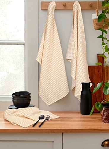 KEMA 100% Cotton Dish Cloths - Soft, Super Absorbent and Lint Free Dish Towels for Kitchen 18”x 28” Inch, Perfect for Drying and Washing Dishes, Kitchen Towel Set of 6 with Hanging Loop