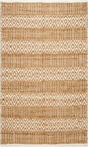 kema handwoven jute braided area rug, 2x3 feet natural yarn - rustic vintage braided reversible rectangular rug- eco friendly rugs for bedroom, kitchen, living room, farmhouse (natural)