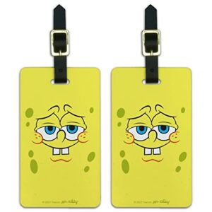 spongebob confident face luggage id tags suitcase carry-on cards - set of 2