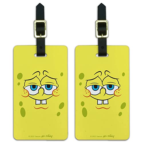 Spongebob Confident Face Luggage ID Tags Suitcase Carry-On Cards - Set of 2