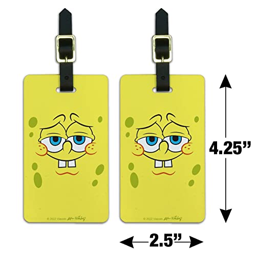 Spongebob Confident Face Luggage ID Tags Suitcase Carry-On Cards - Set of 2