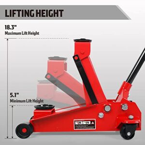 Jack Boss Floor Jack 3 Ton Capacity Fast Lift Service Jack Steel Heavy Duty Hydraulic Car Jack