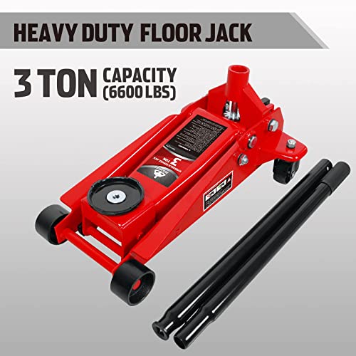 Jack Boss Floor Jack 3 Ton Capacity Fast Lift Service Jack Steel Heavy Duty Hydraulic Car Jack