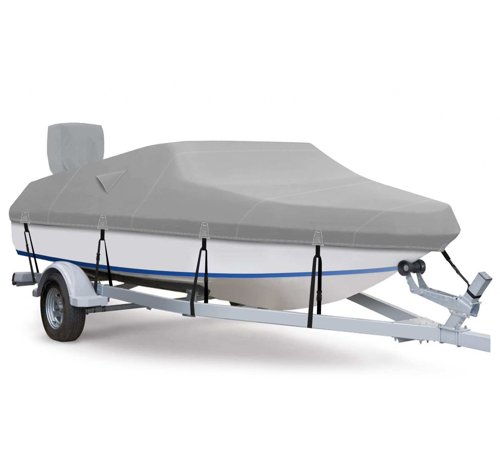 Fuprosico 900D Waterproof Winter Boat Cover with Motor Cover 17-19 ft Fits Bass Boat, V-Hull Boat Runabouts, Boat 17'-19' Foot, Heavy Duty, Marine Grade Canvas, Grey