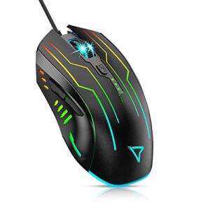 gk-xli gaming mouse wired, lightweight gaming mice, breathing rgb plug play high-precision adjustable 3200 dpi ergonomic pc gaming mouse for gamer, wired mouse for laptop