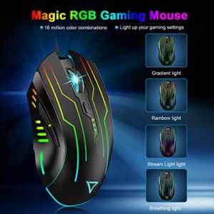 GK-XLI Gaming Mouse Wired, Lightweight Gaming Mice, Breathing RGB Plug Play High-Precision Adjustable 3200 DPI Ergonomic PC Gaming Mouse for Gamer, Wired Mouse for Laptop