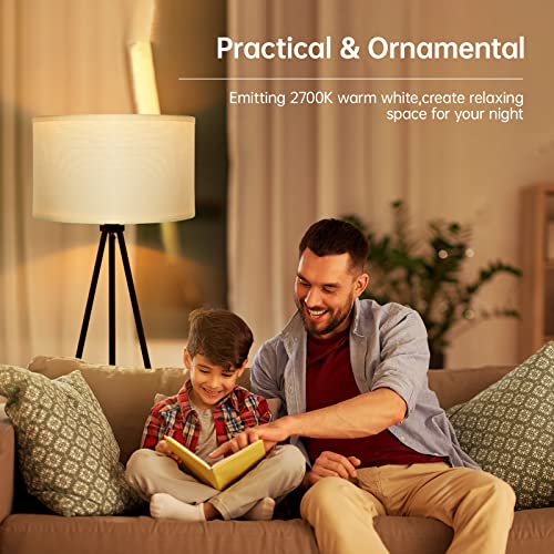 BoostArea Floor Lamp for Living Room, Tripod Floor Lamp, 15W LED Bulb, 3 Levels Dimmable Brightness, White Linen Lamp Shade, Mid Century Standing Lamp for Living Room, Bedroom, Study Room and Office