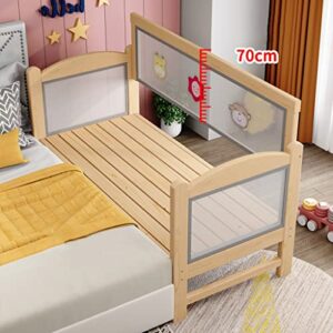 Solid Wood Widen Bed, Heighten Mesh Fabric Guardrail Children's Stitching Bed, Wooden Bed Frame, Bedroom Furniture, with 5cm Mattress (Size : 180x60x40cm)