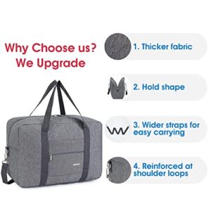 For Spirit Airlines Personal Item Bag 18x14x8 Foldable Travel Duffel Bag Tote Carry on Luggage Duffle Overnight for Women and Men (Thick Series Grey (with Shoulder Strap))