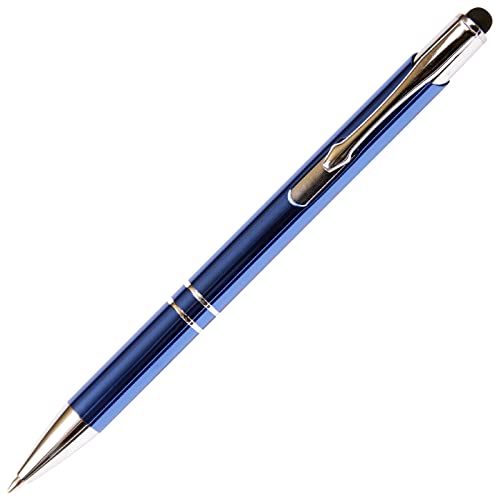 Blue JJ Ballpoint Pen with Stylus - Black Ink Refill, Medium Tip Point