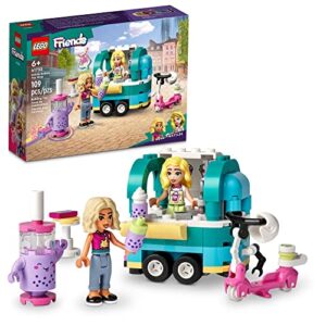 lego friends mobile bubble tea shop 41733, fun vehicle pretend play set with toy scooter for girls and boys ages 6 plus, with nova & matilde mini-dolls