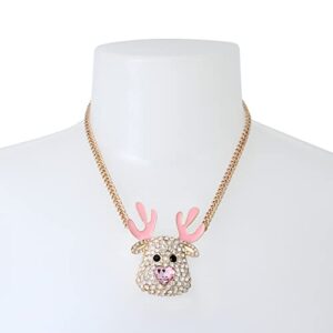 Betsey Johnson Pave Reindeer Pendant Necklace