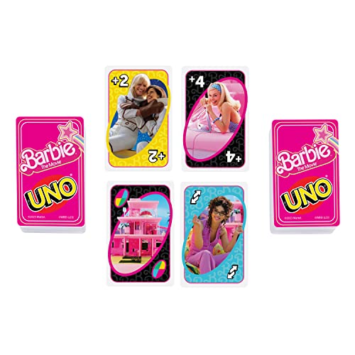UNO Barbie The Movie Card Game, Inspired by the Movie for Family Night, Game Night, Travel, Camping and Party