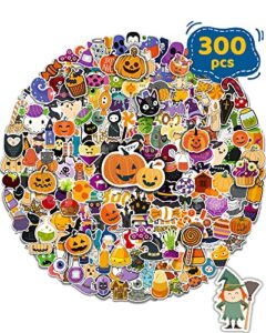 300pcs halloween pumpkin stickers,vinyl waterproof stickers for water bottles laptop skateboard computer,halloween party favors gifts funny stickers for kids teens adults