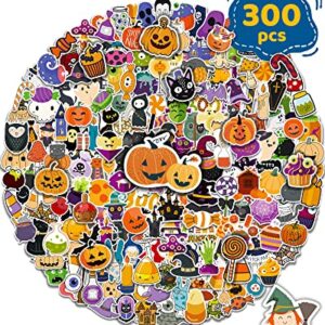 300PCS Halloween Pumpkin Stickers,Vinyl Waterproof Stickers for Water Bottles Laptop Skateboard Computer,Halloween Party Favors Gifts Funny Stickers for Kids Teens Adults