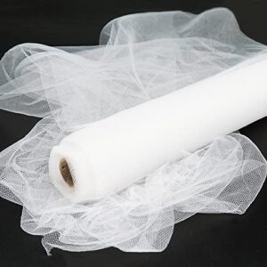 ableme deco white tulle fabric roll, 54 inch by 10 yards (30 ft) for wedding party decoration spool bolt, ceiling decor, tutu skirt, gift wrapping, soft & drape (white)