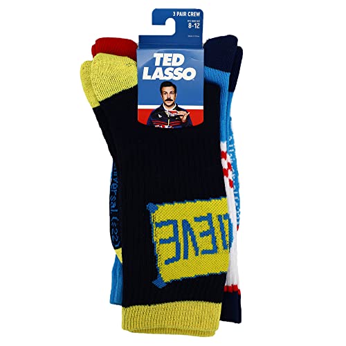 Bioworld Ted Lasso TV Series Believe in Believe Men's 3-Pack Athletic Crew Socks