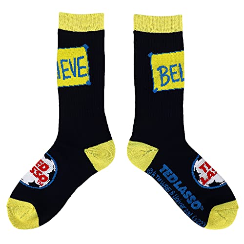 Bioworld Ted Lasso TV Series Believe in Believe Men's 3-Pack Athletic Crew Socks