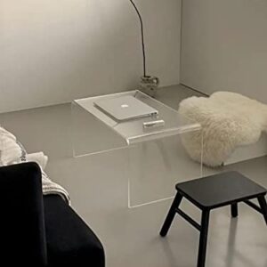 GETCK Acrylic Coffee Table. Modern Clear Side Table Bedroom Or Living Room Furniture, Waterfall Coffee Table, Fashion Sofa Table with Round Edges,24'' L x 14'' W x 12'' H