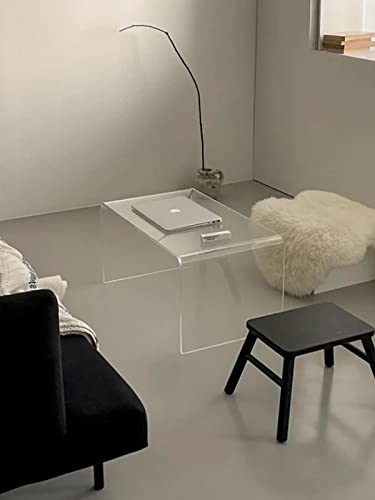 GETCK Acrylic Coffee Table. Modern Clear Side Table Bedroom Or Living Room Furniture, Waterfall Coffee Table, Fashion Sofa Table with Round Edges,24'' L x 14'' W x 12'' H