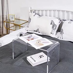 GETCK Acrylic Coffee Table. Modern Clear Side Table Bedroom Or Living Room Furniture, Waterfall Coffee Table, Fashion Sofa Table with Round Edges,24'' L x 14'' W x 12'' H