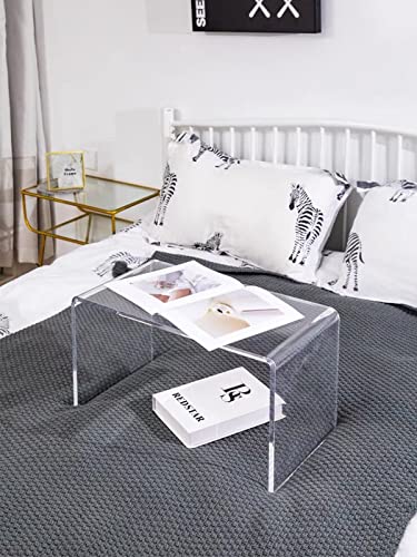 GETCK Acrylic Coffee Table. Modern Clear Side Table Bedroom Or Living Room Furniture, Waterfall Coffee Table, Fashion Sofa Table with Round Edges,24'' L x 14'' W x 12'' H