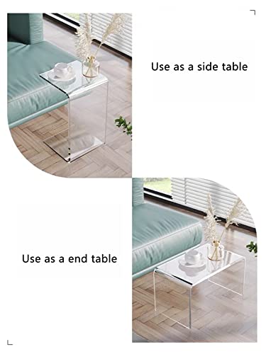 GETCK Acrylic Coffee Table. Modern Clear Side Table Bedroom Or Living Room Furniture, Waterfall Coffee Table, Fashion Sofa Table with Round Edges,24'' L x 14'' W x 12'' H