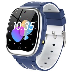 kids smart watch girls boys - smart watch kids smartwatches for 4-12 years old with 26 games camera music player video 12/24 hr pedometer alarm clock flashlight birthday gift for kids toys (blue)