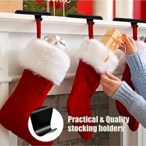 Zhengmy Christmas Stocking Holders Mantel Stocking Hangers Metal Hanging Hooks Stocking Holders Bases for Fireplace Free Standing Christmas Xmas Party Decoration (Black, 6 Pieces)