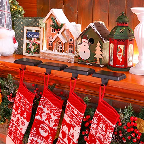 Zhengmy Christmas Stocking Holders Mantel Stocking Hangers Metal Hanging Hooks Stocking Holders Bases for Fireplace Free Standing Christmas Xmas Party Decoration (Black, 6 Pieces)