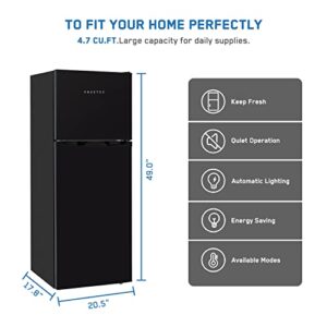 Frestec 4.7 CU' Refrigerator, Mini Fridge with Freezer, Compact Refrigerator, Small Refrigerator with Freezer, Top Freezer, Adjustable Thermostat Control, Door Swing, Black (FR 472 BK)