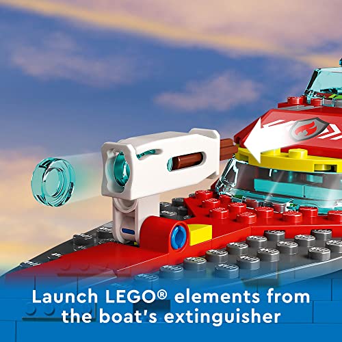 LEGO City Fire Rescue Boat 60373, Toy Floats on Water, with Jetpack, Dinghy and 3 Minifigures, Everyday Hero Toys for Kids, Boys and Girls Ages 5+