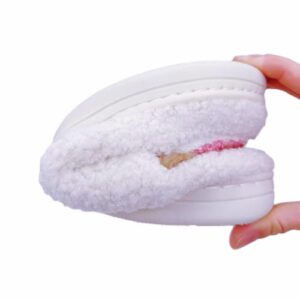 Jcgosmn Smile Face Slippers Women Men Toddlers House for Kids Waterproof Sole Fuzzy Slide Boys Girls Slip-on Shoes White Pink 4-5 Women/3-4 Men