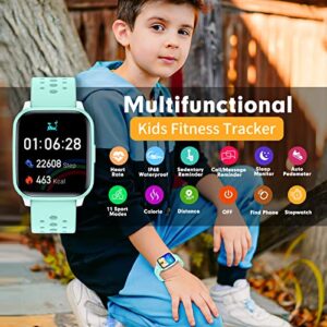 HENGTO Kids Smart Watch for Girls Boys, IP68 Fitness Activity Tracker Watch with Sleep Modes, 20 Sports Mode, Pedometers,Waterproof, Great Gift for Kids Age 6+ Kids Teens (Green)