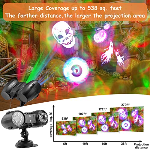 3 in 1 Halloween Christmas Projector Light, Waterproof Outdoor Projector Spotlights Landscape LED Lights with Dynamic Patterns Water Ripple Red and Green Dot for Party Yard Garden Decorations