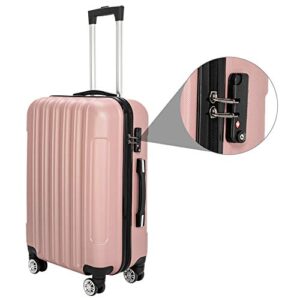 Karl home Luggage Set of 3 Hardside Carry on Suitcase Sets with Spinner Wheels & TSA lock, Portable Lightweight ABS Luggages for Travel, Business - Rose Gold (20/24/28)