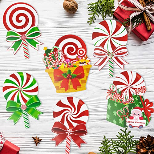 Candy Christmas Decorations Outdoor Yard Signs - 6Pcs Plastic Peppermint Lollipop Candy Signs with Stakes for Winter Holiday Christmas Outside Yard Pathway Lawn Decor Supplies