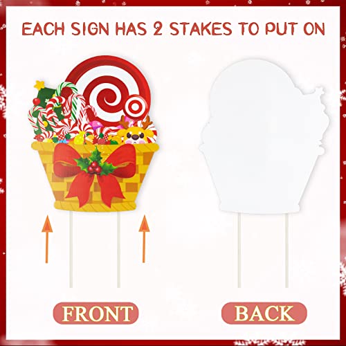 Candy Christmas Decorations Outdoor Yard Signs - 6Pcs Plastic Peppermint Lollipop Candy Signs with Stakes for Winter Holiday Christmas Outside Yard Pathway Lawn Decor Supplies