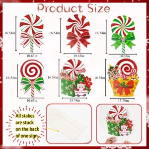 Candy Christmas Decorations Outdoor Yard Signs - 6Pcs Plastic Peppermint Lollipop Candy Signs with Stakes for Winter Holiday Christmas Outside Yard Pathway Lawn Decor Supplies