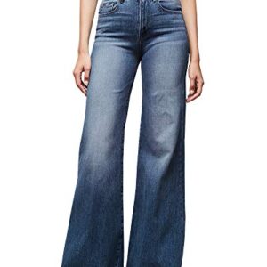 Doubauen Womens High Waisted Jeans Flare Bell Bottom Jeans Stretch Wide Leg Denim Pants Navy