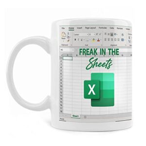 fitwick freak in the sheets for accountant gifts coffee mug, this calls for a spreadsheet gift coffee mug, accountant gifts mug ceramic 11oz